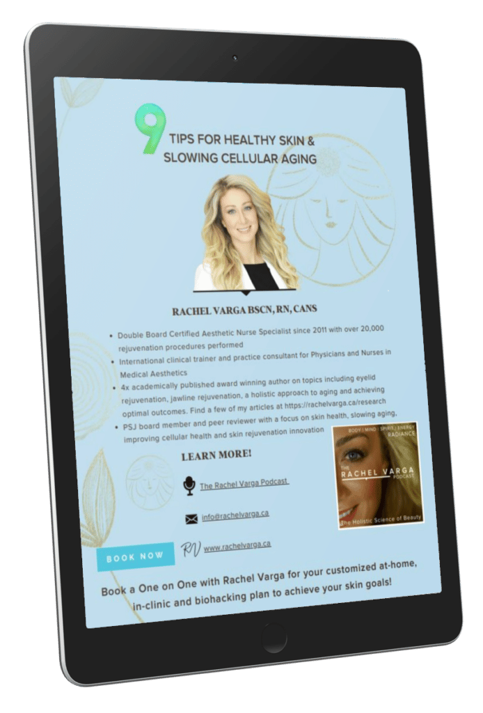 9-Tips-For-Healthy-Skin-Slowing-Cellular-Aging-with-Rachel-Varga-BScN-RN-CANS-and-Host-of-The-Rachel-Varga-Podcast-Cover-694×1024