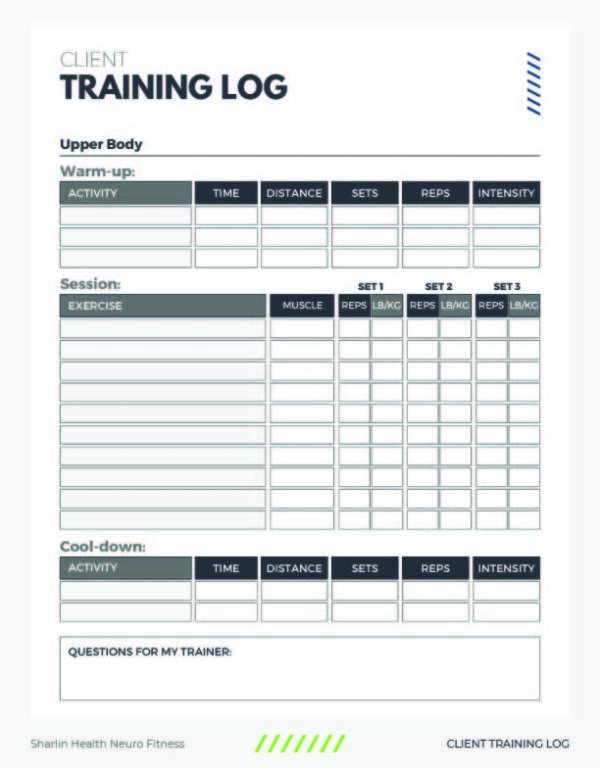 Client Training Logs Neuro Fitness 01